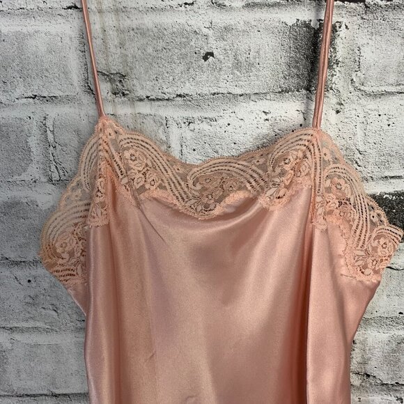 Vintage Pink Satin Lace Square Neck Crop Lingerie Top Camisole - Picture 2 of 9